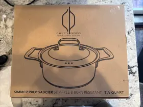 Chefs Design 089149000355 Simmer Pro Saucier. Stir-free And Burn Resistant 3 1/2 Quart