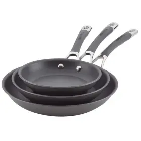 83912 Circulon Radiance 3-piece Hard-anodized Aluminum Nonstick Skillet Set In Gray