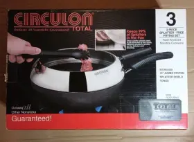 89008 Circulon 3 Pieces 12 Inch Jumbo Splatter Free Frying Pan New In Box Old Stock