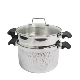 Sp-gzm1024 Ciwete Tri-ply Stainless Steel Hammering Finish Steamer And Stock Pot With Lid