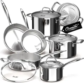 Ss0103-11pc Ciwete Tri-ply Stainless Steel Pots And Pans Set 11-pc 18/10 Induction