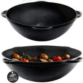 Ckg 676753886019 Kazan Uzbek Cast Iron For Plov Making Cookware Insulated Double Handle