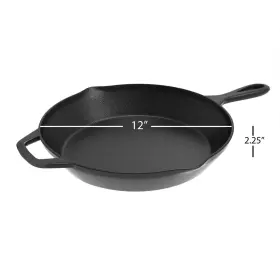 M030265 Classic Cuisine Pre-seasoned 12 Inch Cast Iron Skillet Cooking Pan With Handle Frying Searing
