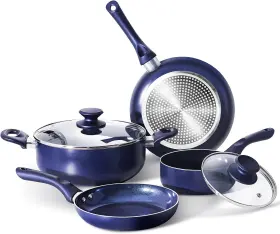 Clockitchen 313053641619 6 Pieces Pots And Pans Set Aluminum Cookware Nonstick Ceramic Coating Fry