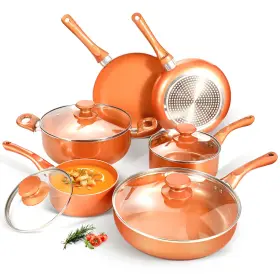 Clockitchen 726111540937 Conjunto De Panelas E Frigideiras Cobre Antiaderente Pacote Var