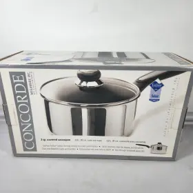 Concord 085061400006 Vtg New 3 Quart Open Saucepan Teflon Coating On 18/10 Stainless Steel