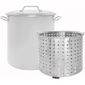 S100-bak Concord Stainless Steel Stock Pot With Steamer Basket 100 Quart