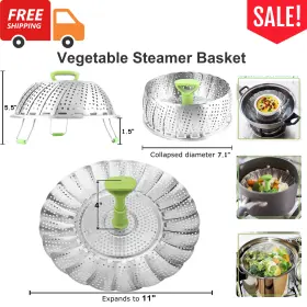 Synchkg123275 Consevisen Stainless Steel Vegetable Steamer Basket Expandable W Handle Fits 7.1-11 Inch Pots