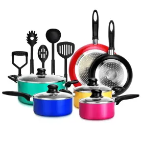 Cook Like A Pro With This 15-piece Color Explosion Kitchenware 313056668651 Set Pots