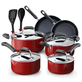 Cook N Hom 813046026015 Home Pots And Pans Nonstick Cookware Set 12-piece Kitchen Cooking