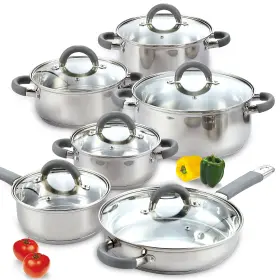 02410 Cook N Home Kitchen Cookware Set 12-piece Basics Stainless Steel Pots And Pans