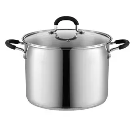 Cook N Home 445053862855 8 Quart Stainless Steel Stock Pot In Black And With Glass Lid