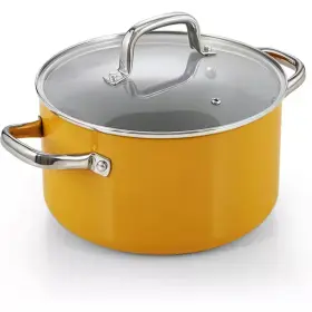 Cook N Home 744110139280 6 Quart Hard Anodized Nonstick Aluminum Healthy Ceramic Stockpot Yellow