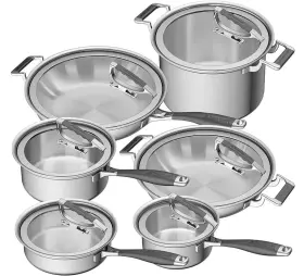 Cookcraft 810040852602 By Candace 12piece Triply Stainless Steel Grand Cookware Set