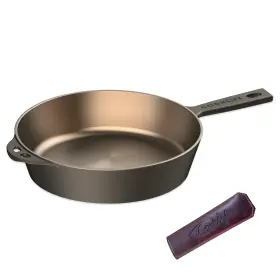 Cooklife 850056978170 10.25 Inch Smooth Pre-seasoned Round Cast Iron Skillet With Handle Cover Fry