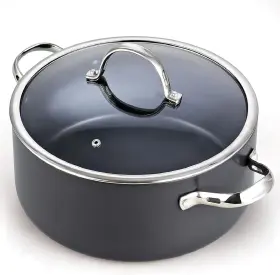 02490 Cooks Standard Stock Pot Dutch Crock With Glass Lid 7-quart Anodized Nonstick Black
