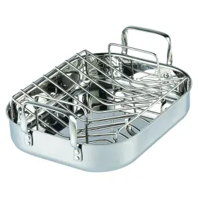 Cooks Standard 711181452235 Roasting Pan Stainless Steel Industrial Modern Style Oven Safe V-shaped Rack
