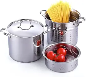 Cooks Standard 813046025681 Pasta Pot 18/10 Stainless Steel 12 Quart Spaghetti Cooker Stea