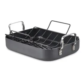 Cooks Standard 813046026725 Turkey Roasting Pan With Rack Hard Anodized Nonstick 16-inch X 12-inch Chicke