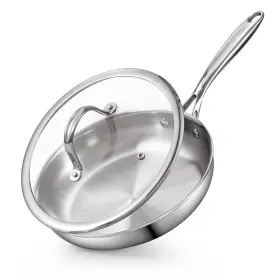 Cooks Standard 813046028149 Stainless Steel Frying Pan With Lid 8-inch Multi-ply Clad Wok Stir Fry Kit