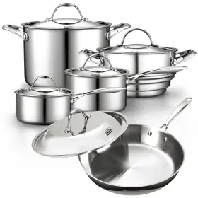 Cooks Standard 851272002359 Stainless Steel Kitchen Cookware Sets 10-piece Multi-ply Full Clad Pots And