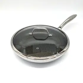 Cooksy 860006208080 11 Inch Hexagon Surface Hybrid Stainless Steel Frying Pan With Lid