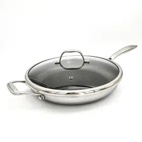 Cooksy 860009900110 12 Inch Hexagon Surface Hybrid Stainless Steel Frying Pan With Lid
