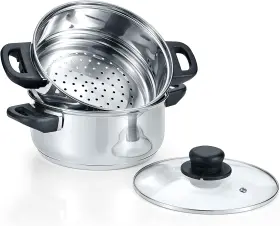 Cookware 445033120173 3 Quart Stainless Steel Piece Steamer Set. Features 2 Veggie St