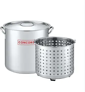 Cookware 711181746983 53 Quart Stainless Steel Stock Pot With Basket. Heavy Kettle. For Boiling