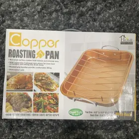 00751 Copper Home Innovations Non-stick Roasting Pan With Rack Oven Safe 425 F