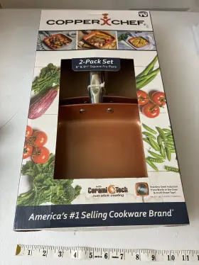 65785857 Copper Chef Non-stick Square Frying Pan Set 9. 5 And 8 Inch Skillet