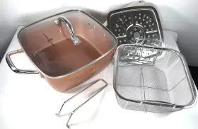 Copper Chef 726084061231 Cookware Is A Non Stick Deep Square Pan With Fry Basket 5/pc