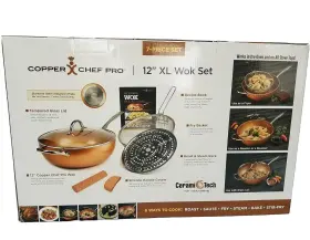 Copper Chef 752356821708 New Pro 12 Inch Xl 7 Piece Wok Set Non-stick Dishwasher Safe Induction