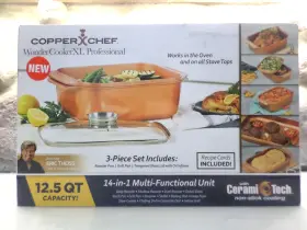 Copper Chef 752356826208 Wonder Cooker Brown 14 In 1 Multi-use 12.5 Quart 3 Piece Set New Box