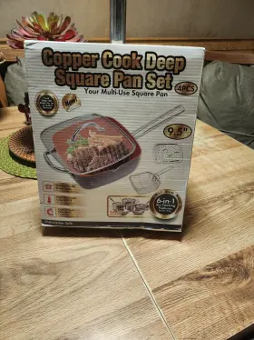 Copper Cook 814387022698 Brand New Cookware 9.5 Inch Deep Dish Square Pan 4 Piece Set In Box