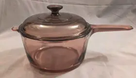 081124-002 Corningware Corning Ware Vision 2.5l Amber Sauce Pot With Pyrex Lid Made In Usa Good Condition