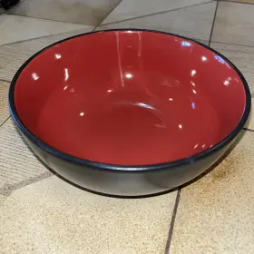 1qt-ryku Corningware Ryku 1 Quart Round Bowl 8 Inch By Corning Ceramic Stoneware Red Black
