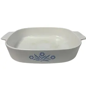 Corningware 571c553d-6c4f-4 Vintage 10 Inch By Square Blue Flower Ceramic Casserole Dish