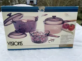 6001890 Corningware Vintage 1995 Corning Visions Amber 6-piece Saucepan Set New In Box -rare