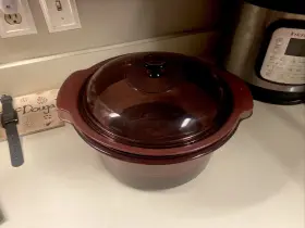 6017206 Corningware Corning Ware Visions Cranberry 5 Liter Dutch Oven With Steamer Basket Lid