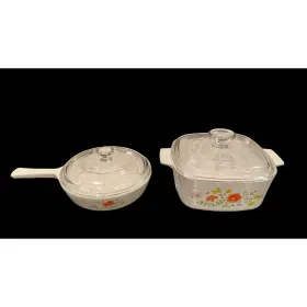 Corningware 628195163982 Vintage Corning Ware Wildflower Set With Lids - 4 Pieces