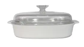 A-22-b Corningware Vtg Corning Ware All White Large Casserole With Glass Pyrex Lid Usa