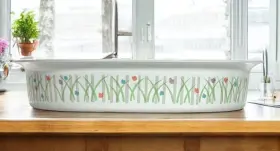 C-220-b Corningware Corning Ware Classic Elegance Floral Glossy 2 Liter Casserole Pyroceram
