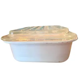 Mc-1-b Corningware Vintage Corning Ware White 7x5.5 Inch Casserole Dish Pyrex Dimpled Lid