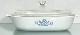 P-10-b Corningware Corning Ware Baking Cooking Blue Cornflower 2 Quart Casserole Dish Pyrex Lid