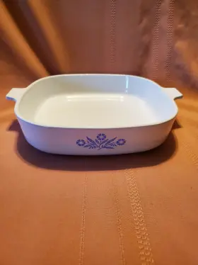 P-16-b Corningware Corning Ware Blue Cornflower 11 Inch Square Ceramic Casserole Baking Dish Vtg