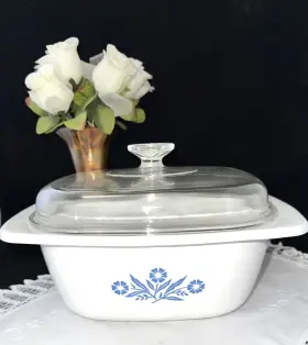 P-34-b Corningware Vintage Corning Ware Blue Cornflower 4 Quart Dutch Oven With Lid
