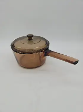 V-1.5-b Corningware P83c Visions Saucepan Pot Pyrex Lid Amber France Cookware