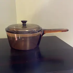 V-15-b Corningware Visions France Corning Ware Amber 1.5 Liter Saucepan Pot With Pyrex Lid