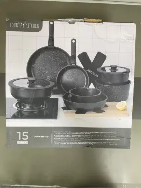Country Kitchen 729016556805 Cookware Set With Removable Handle Oven And Rv Safe Pots Pans